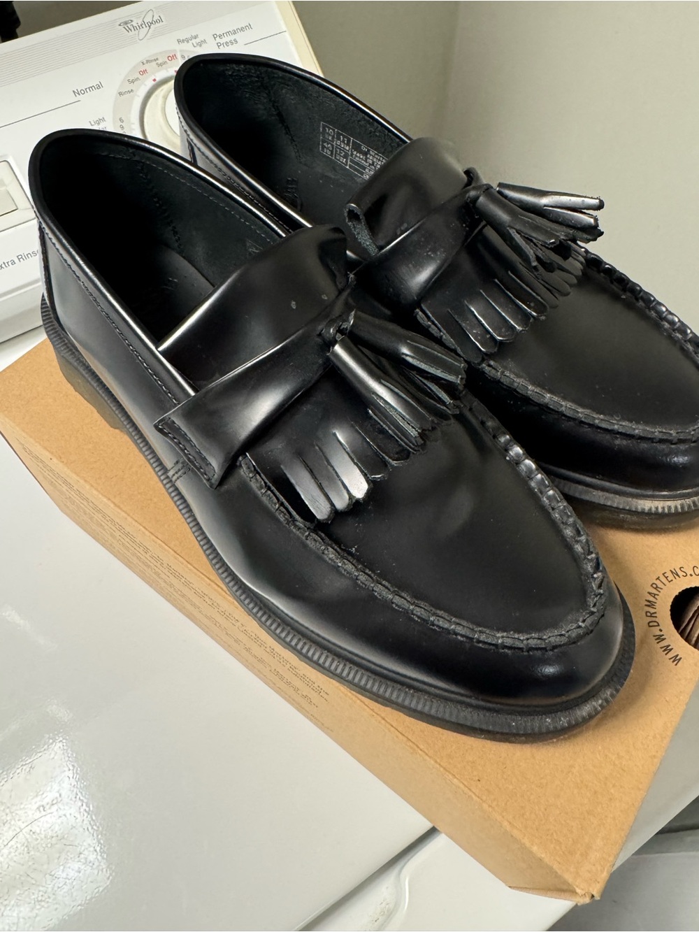 Dr. Martens Black Tassel Kiltie Slip-On Loafers